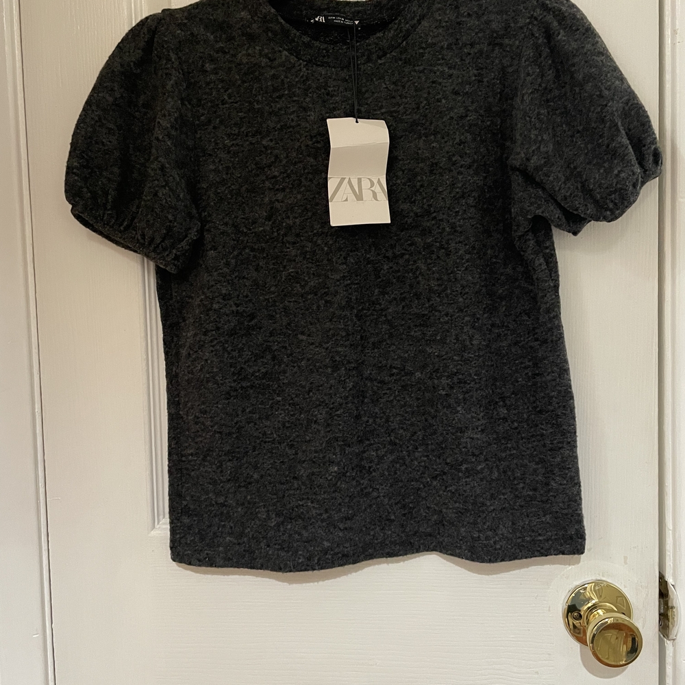 Zara Kids Charcoal Puff Sleeve Sweater